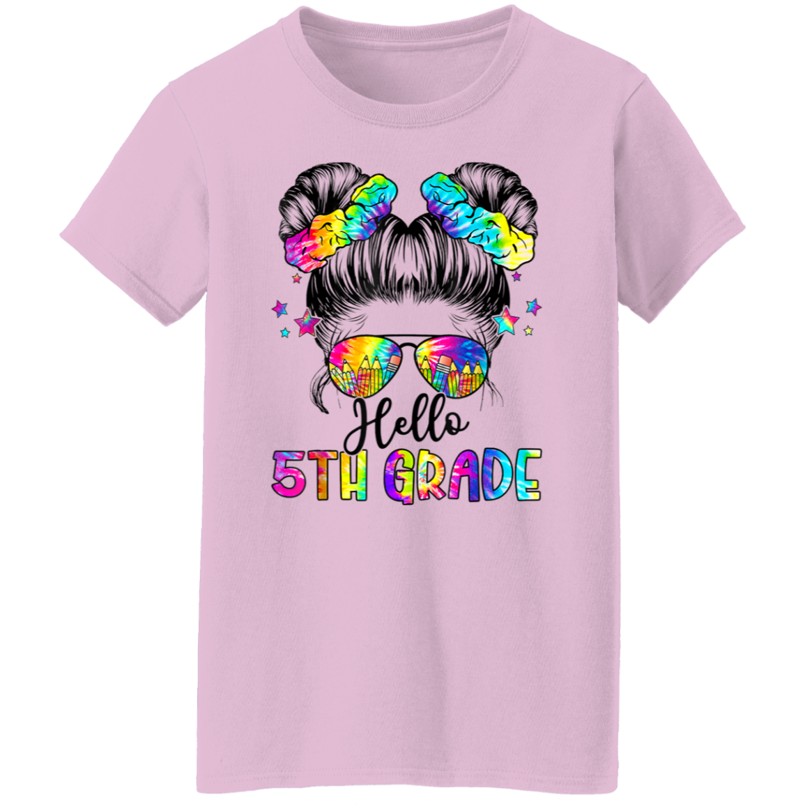 Messy Bun 5th Grade Back To School T-Shirt