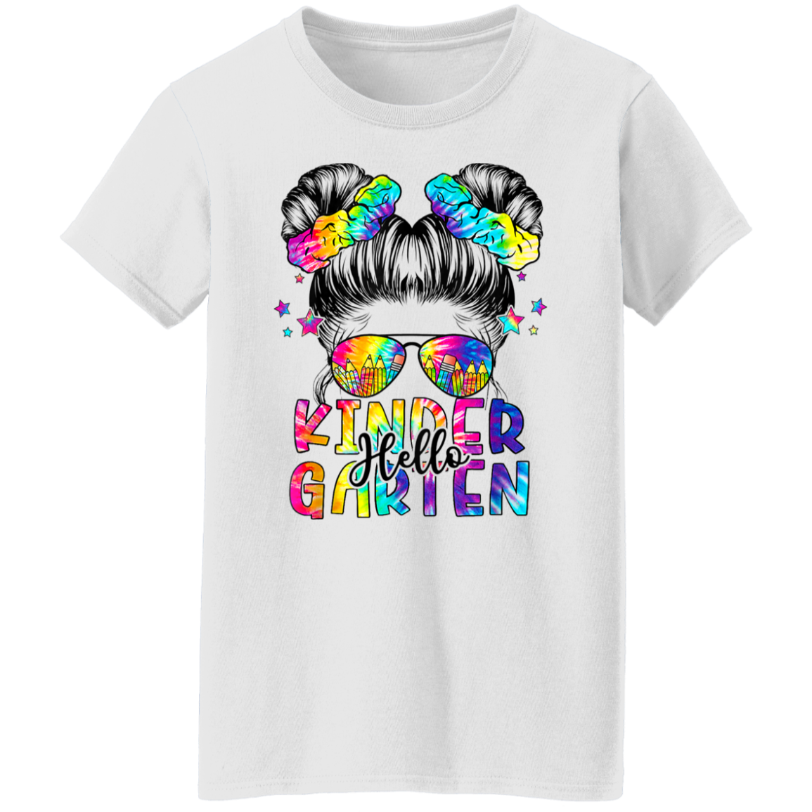 Messy Bun Kindergarten Back To School T-Shirt