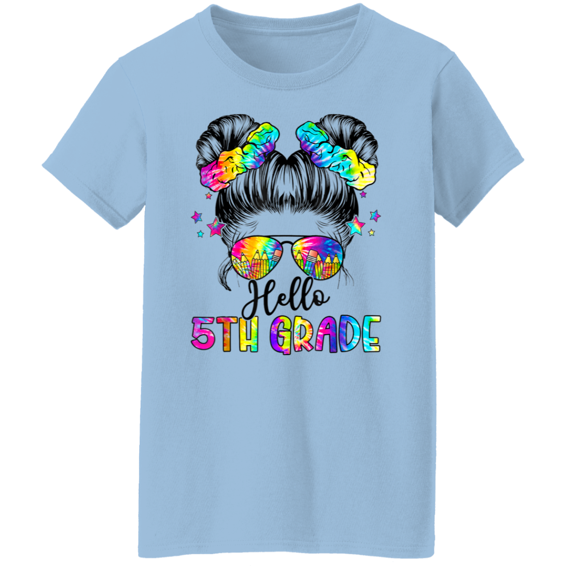 Messy Bun 5th Grade Back To School T-Shirt