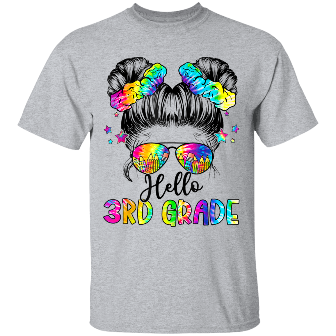 Messy Bun 3rd Grade Back To School T-Shirt