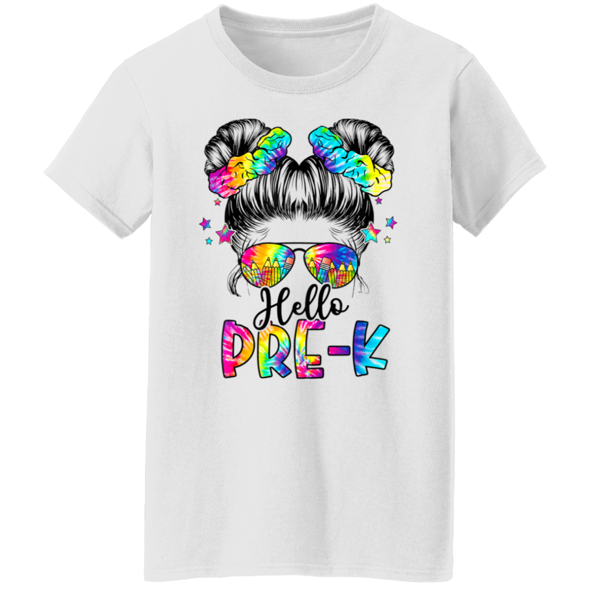 Messy Bun Pre-K Back To School T-Shirt
