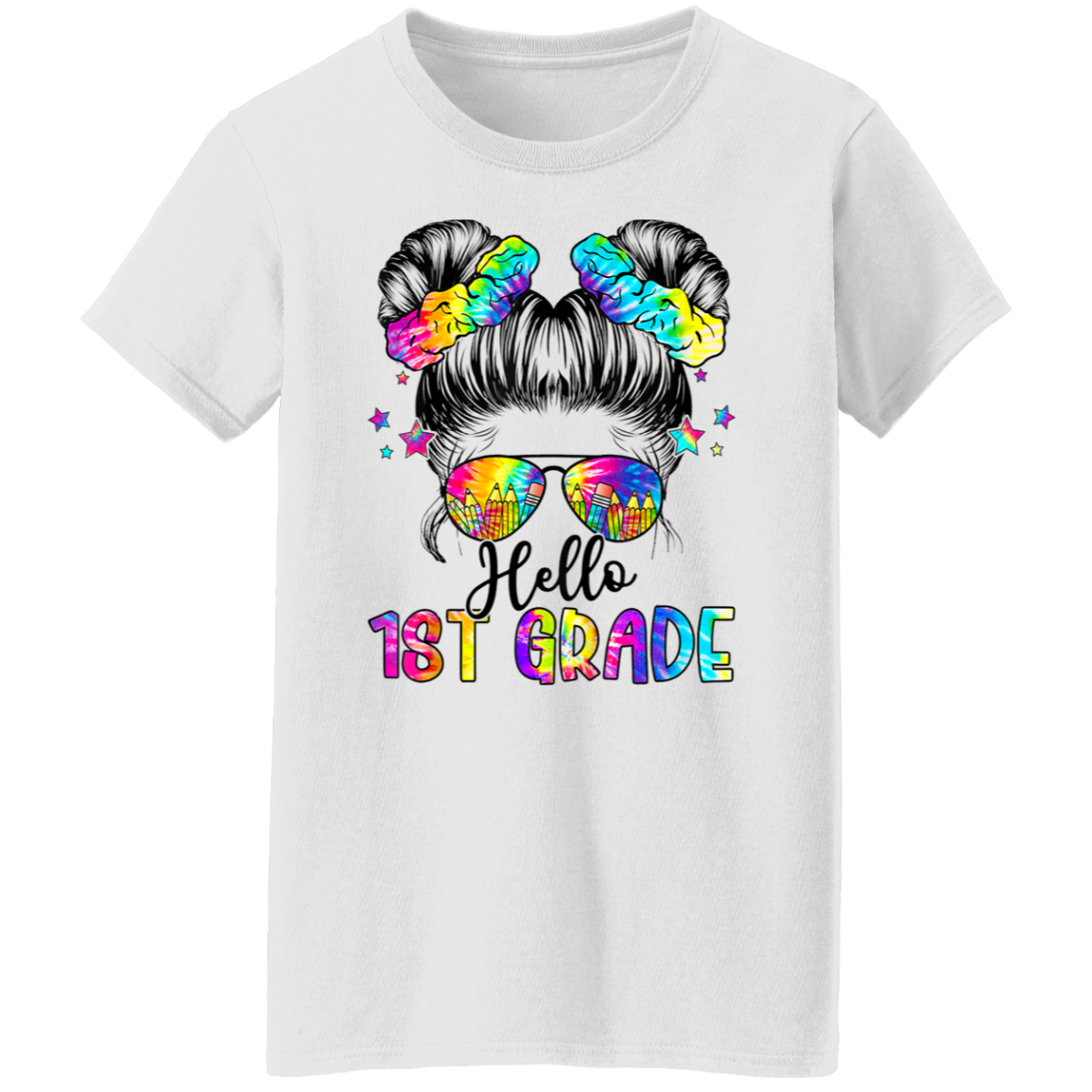Messy Bun 1st Grade Back To School T-Shirt