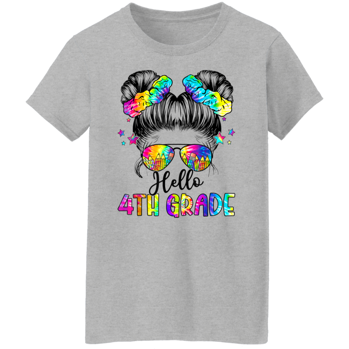 Messy Bun 4th Grade Back To School T-Shirt