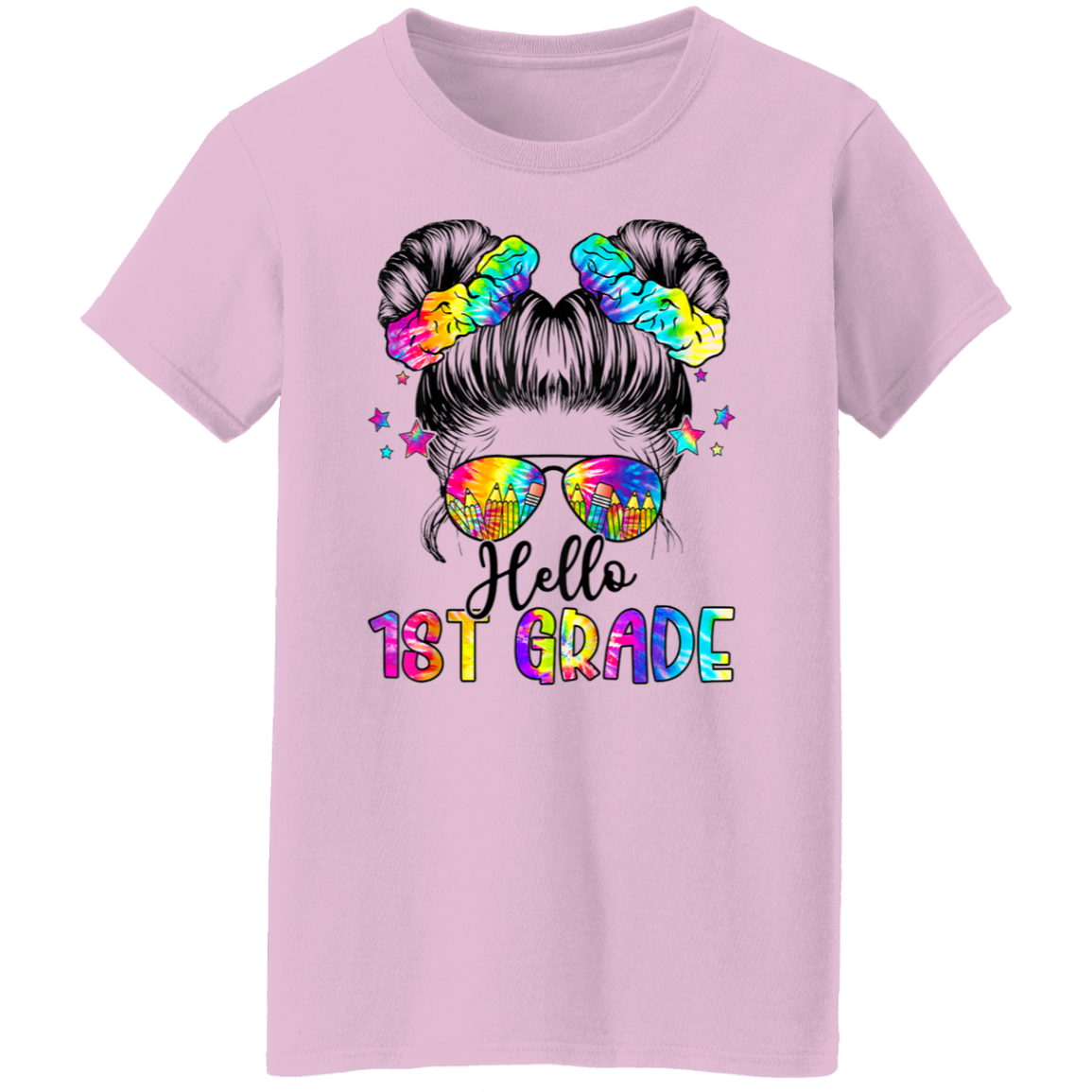 Messy Bun 1st Grade Back To School T-Shirt