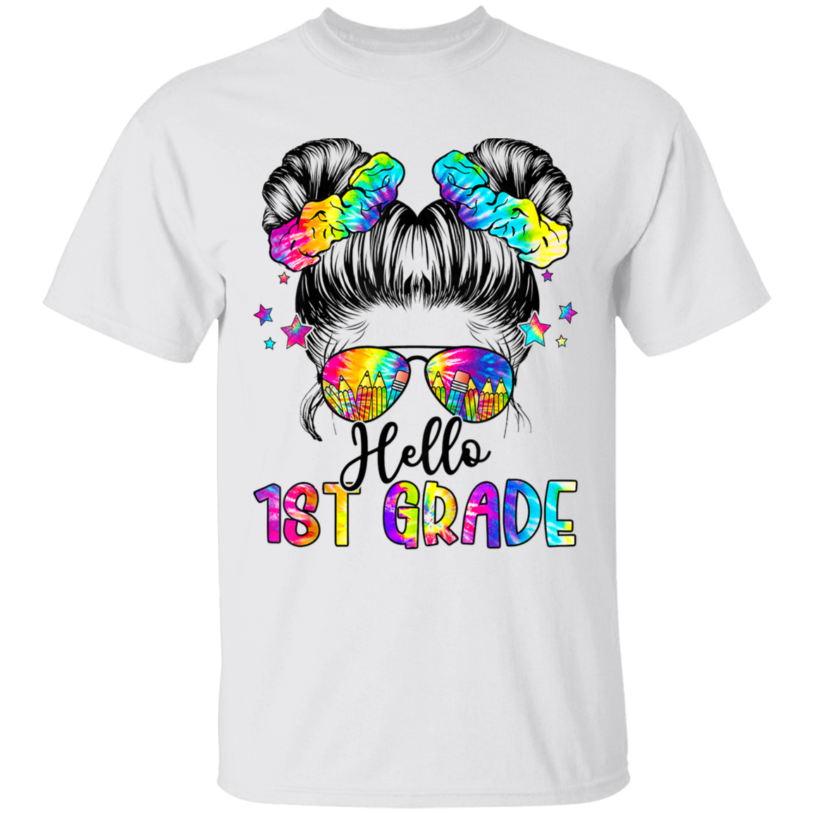 Messy Bun 1st Grade Back To School T-Shirt