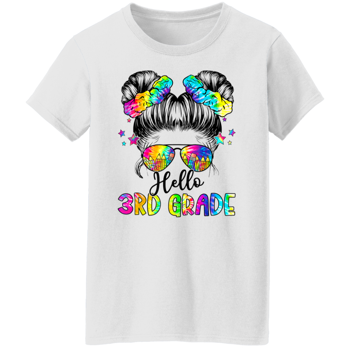 Messy Bun 3rd Grade Back To School T-Shirt