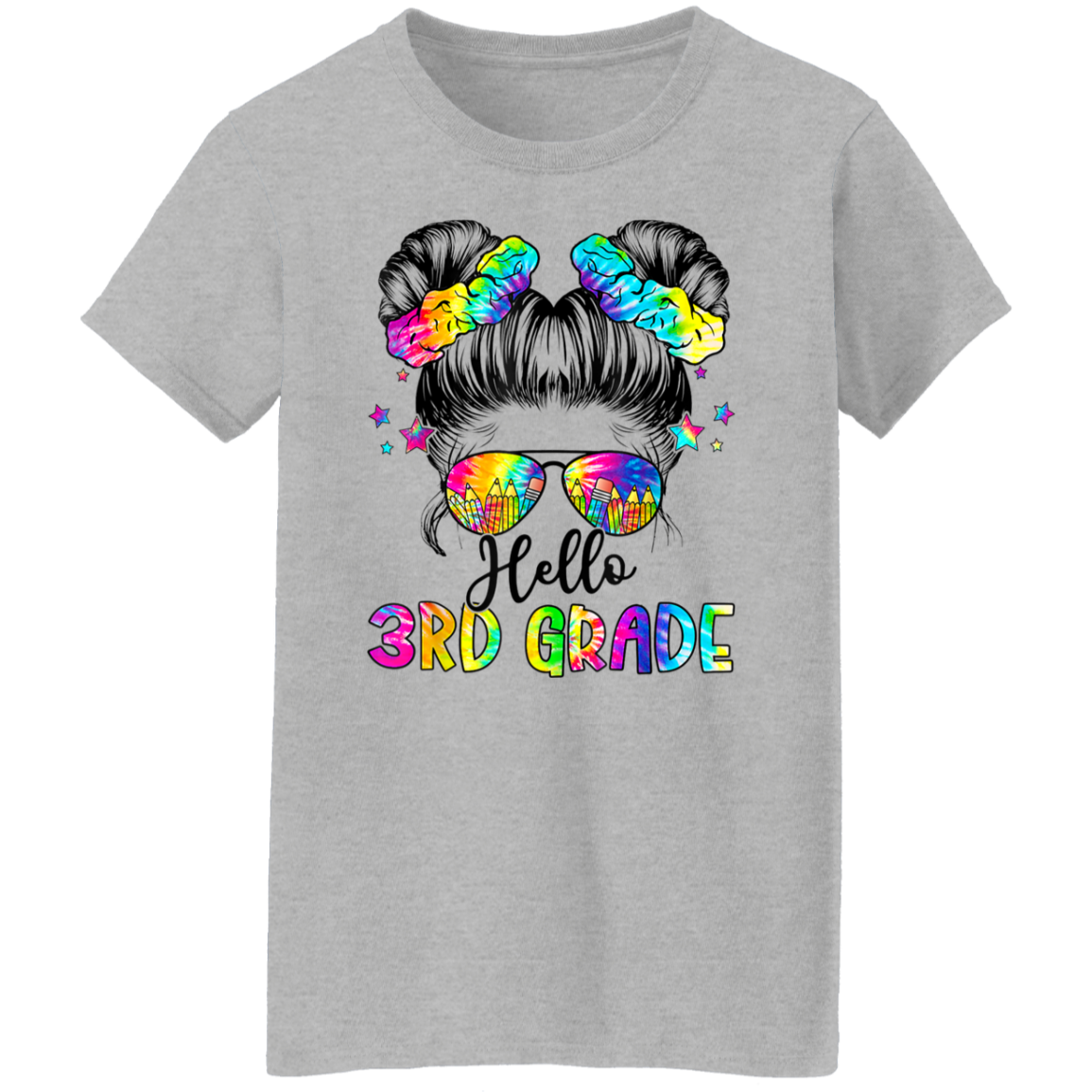Messy Bun 3rd Grade Back To School T-Shirt