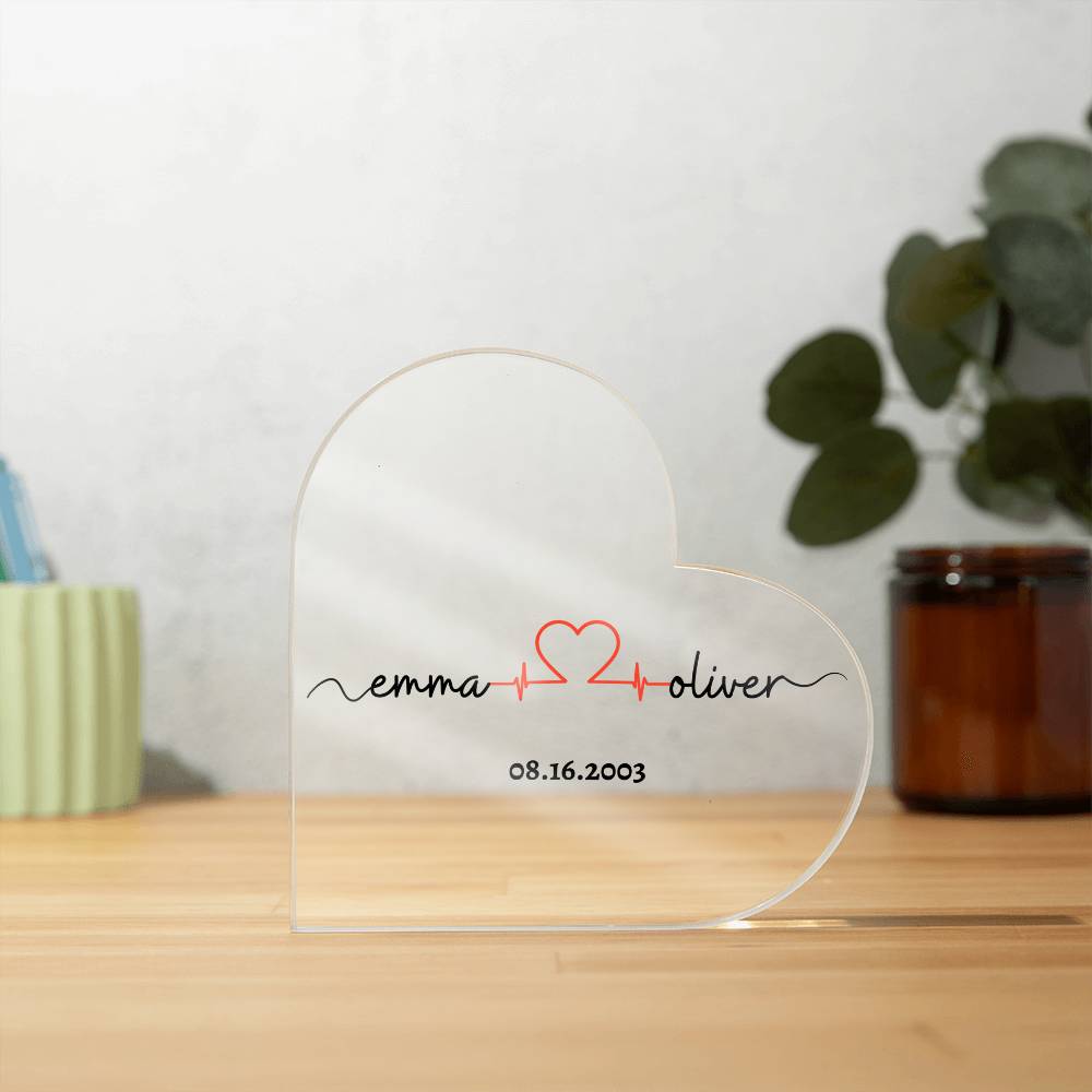 Personalized Names with Anniversary Date | Heart Acrylic | Black