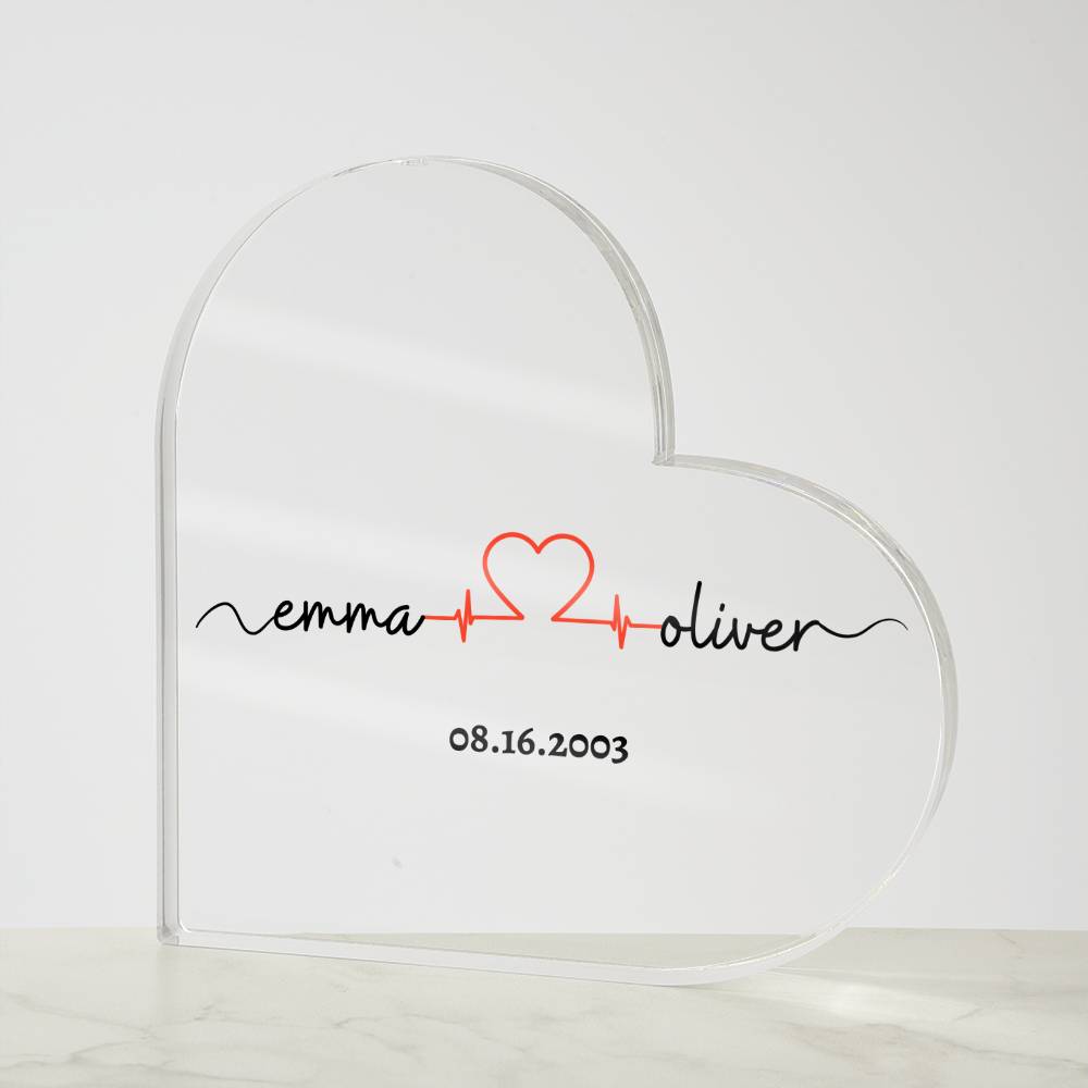 Personalized Names with Anniversary Date | Heart Acrylic | Black