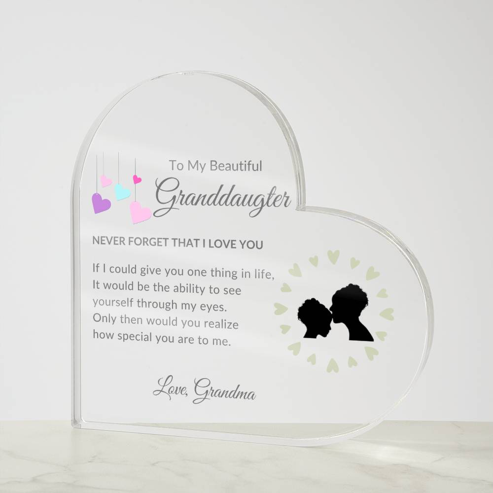 To My Beautiful Granddaughter | Heart Acrylic | Love Grandma