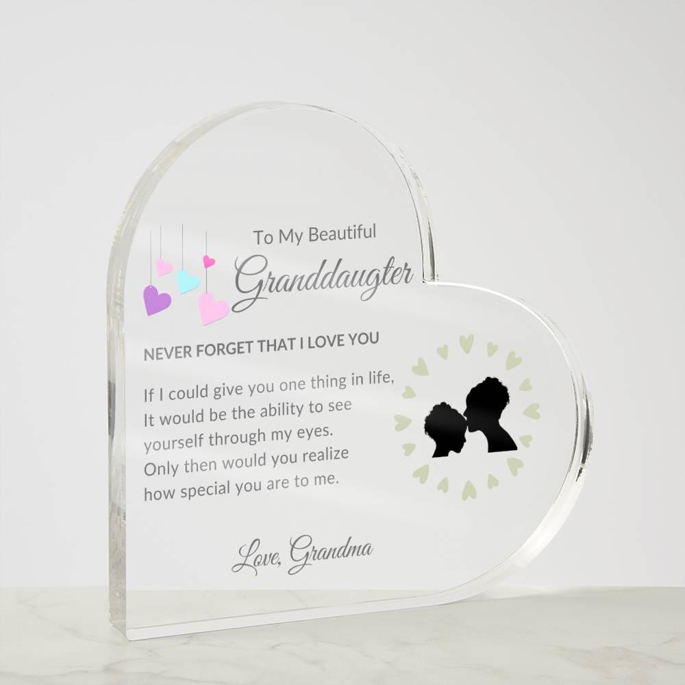 To My Beautiful Granddaughter | Heart Acrylic | Love Grandma