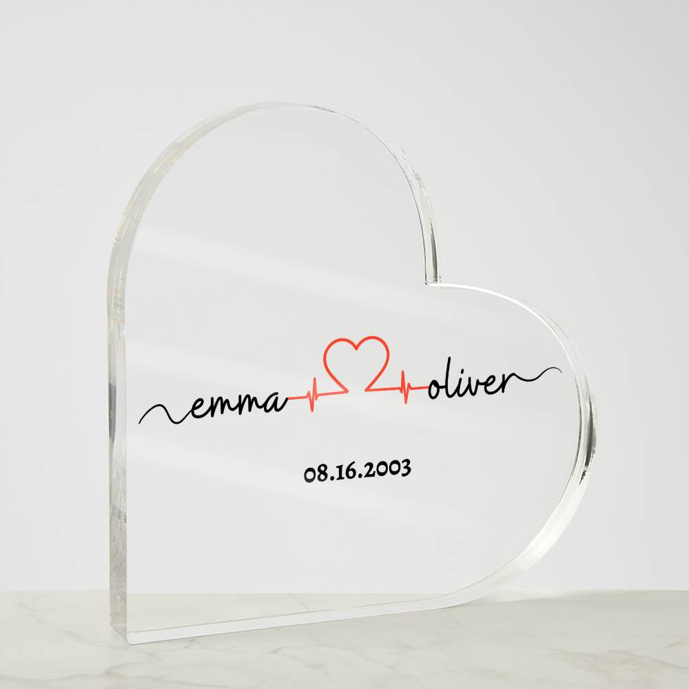 Personalized Names with Anniversary Date | Heart Acrylic | Black