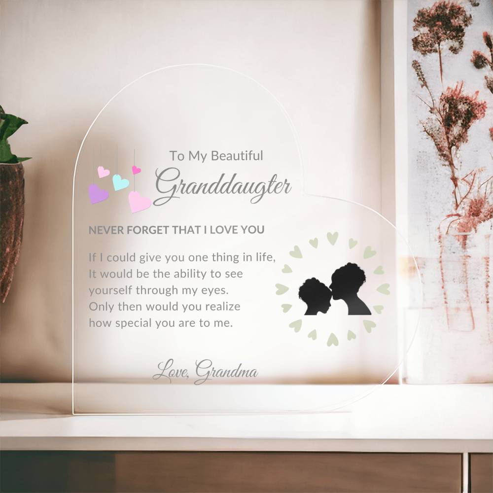 To My Beautiful Granddaughter | Heart Acrylic | Love Grandma