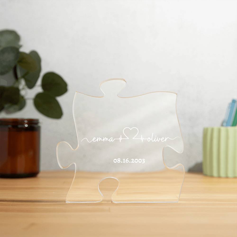 Personalized Names with Anniversary date| Acrylic Puzzle | White