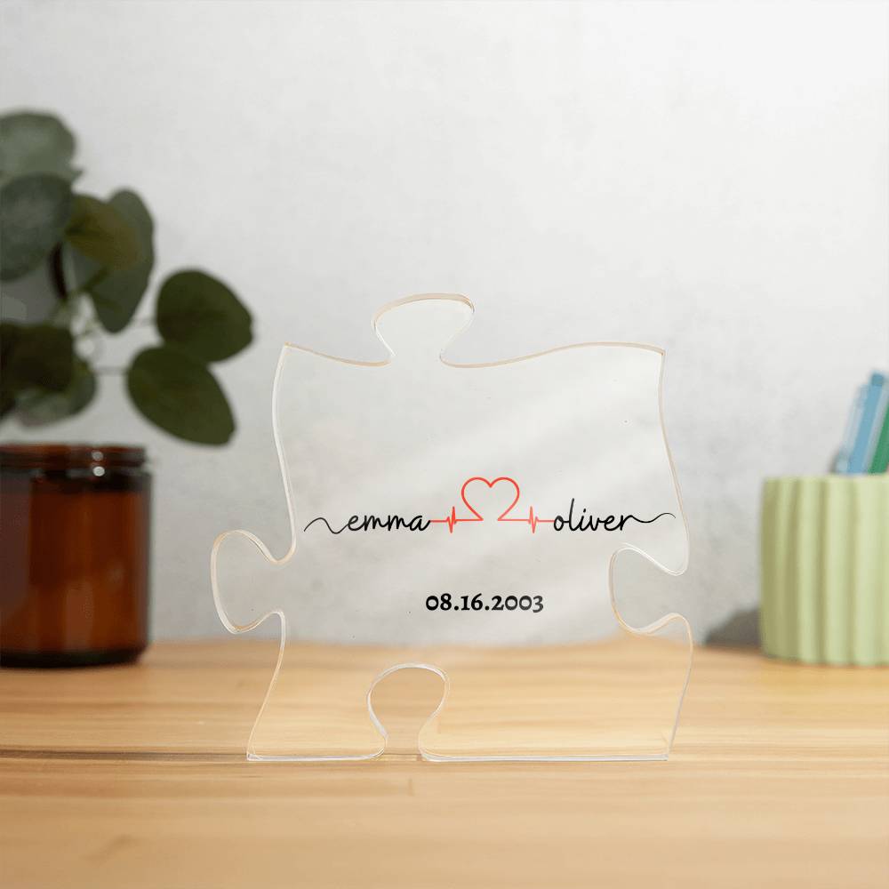 Personalized Names with Anniversary Date | Puzzle Acrylic | Black