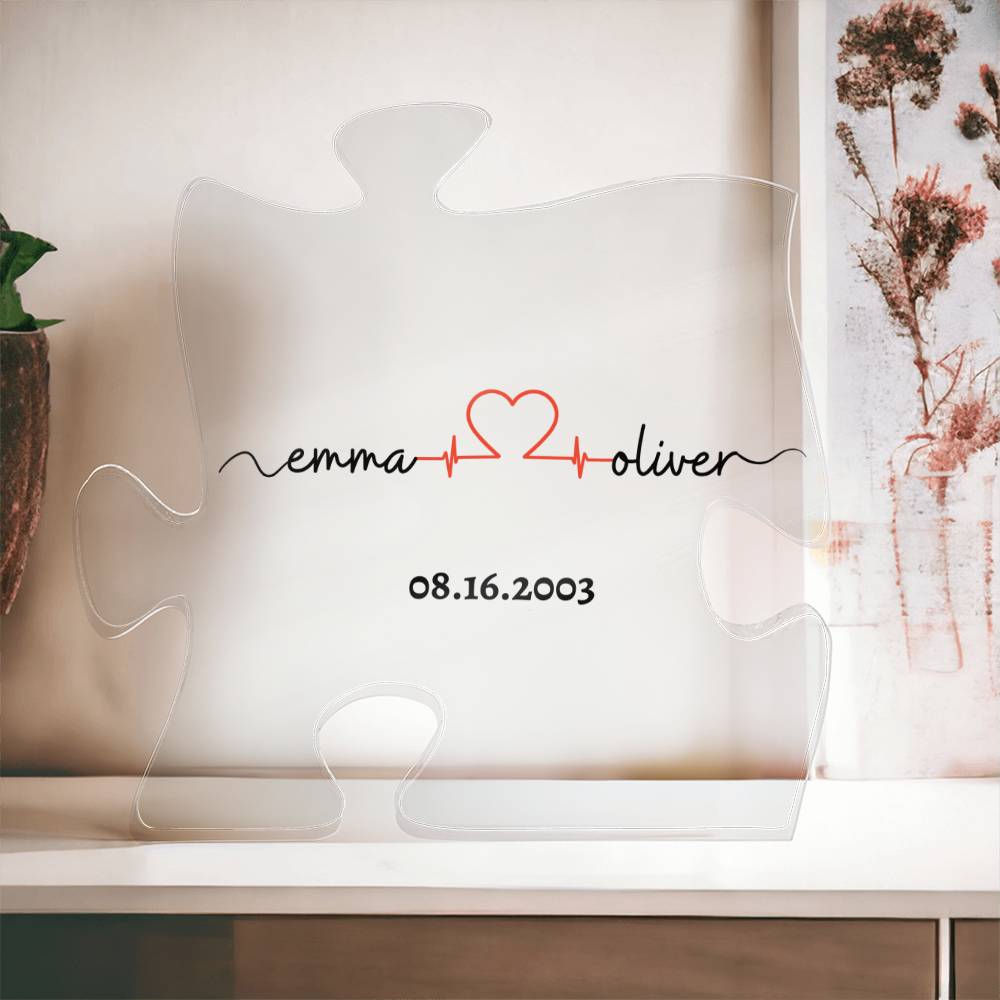 Personalized Names with Anniversary Date | Puzzle Acrylic | Black