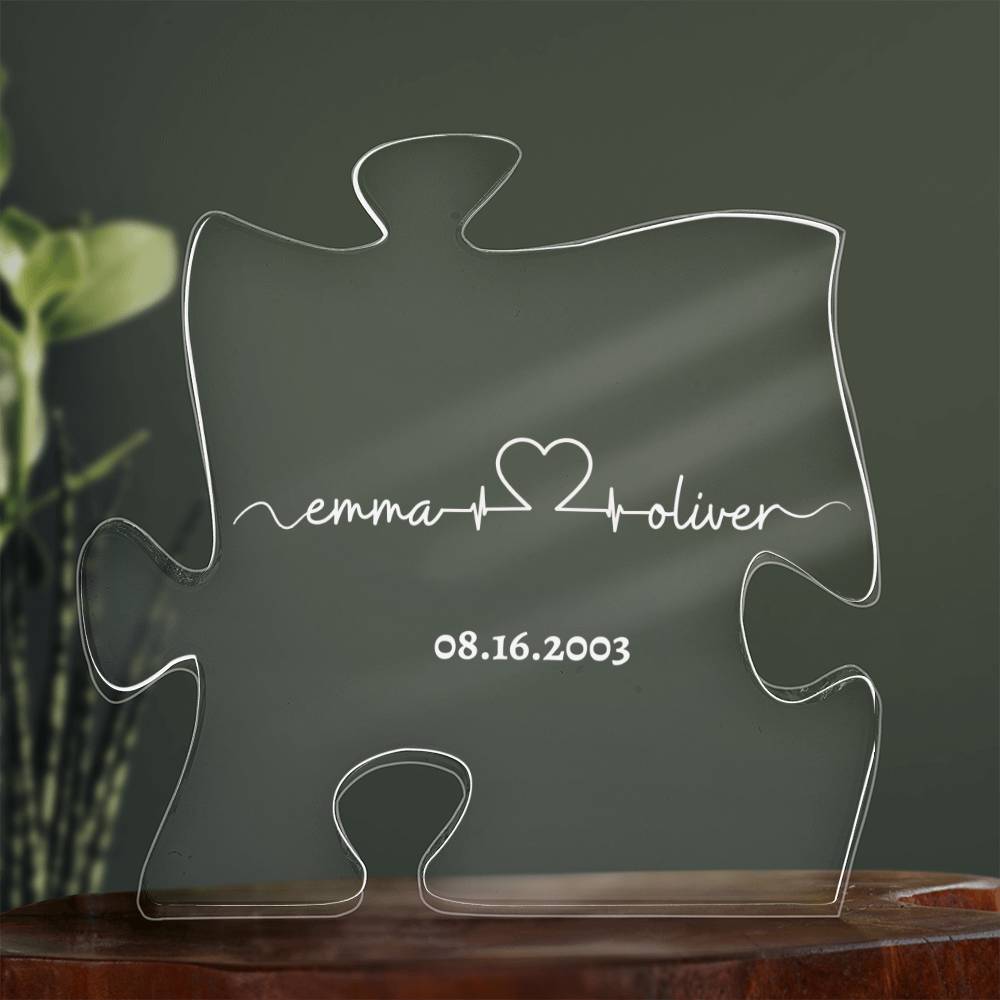 Personalized Names with Anniversary date| Acrylic Puzzle | White