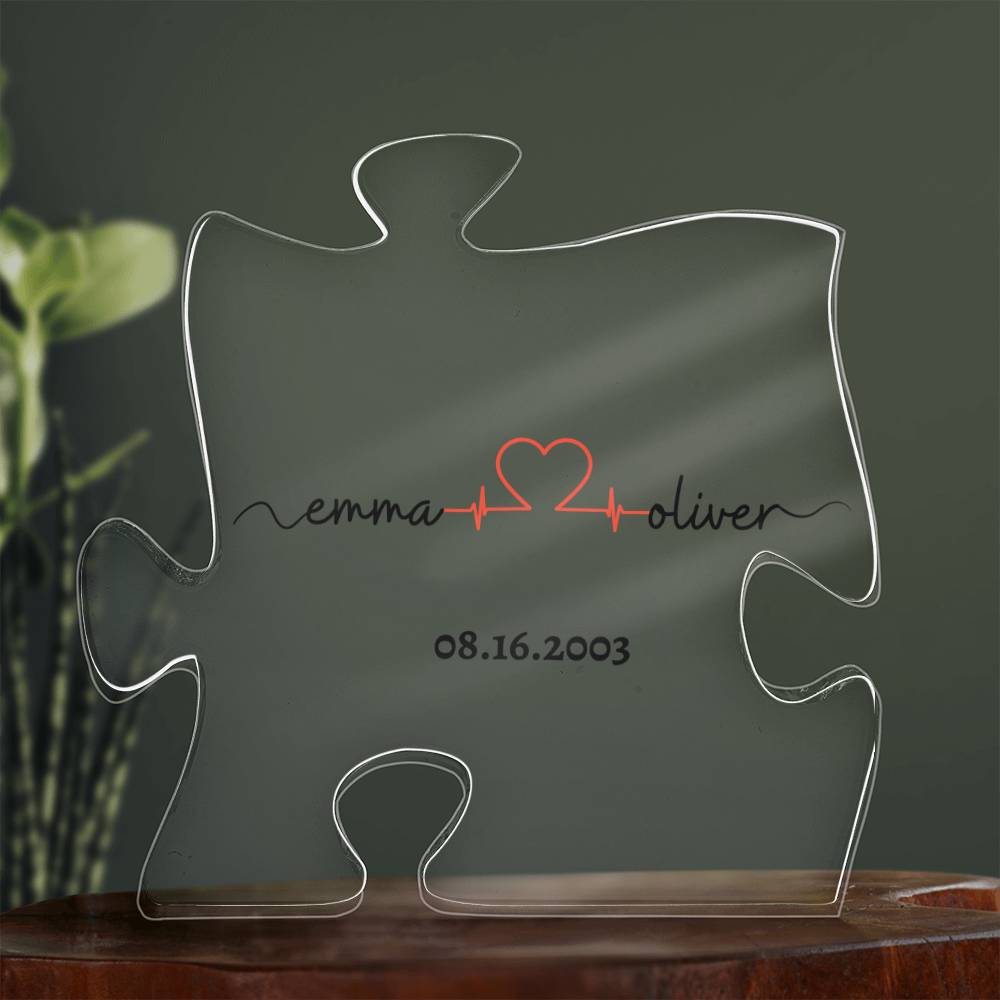 Personalized Names with Anniversary Date | Puzzle Acrylic | Black