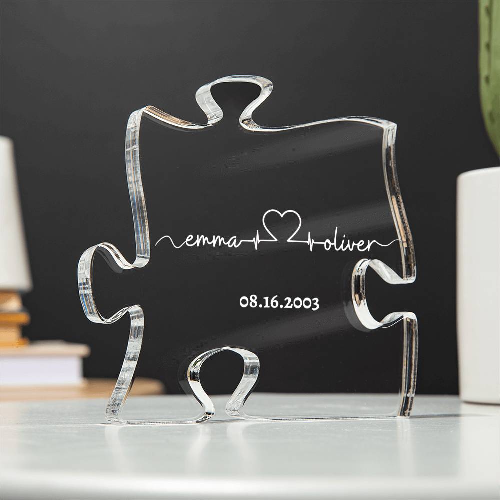 Personalized Names with Anniversary date| Acrylic Puzzle | White