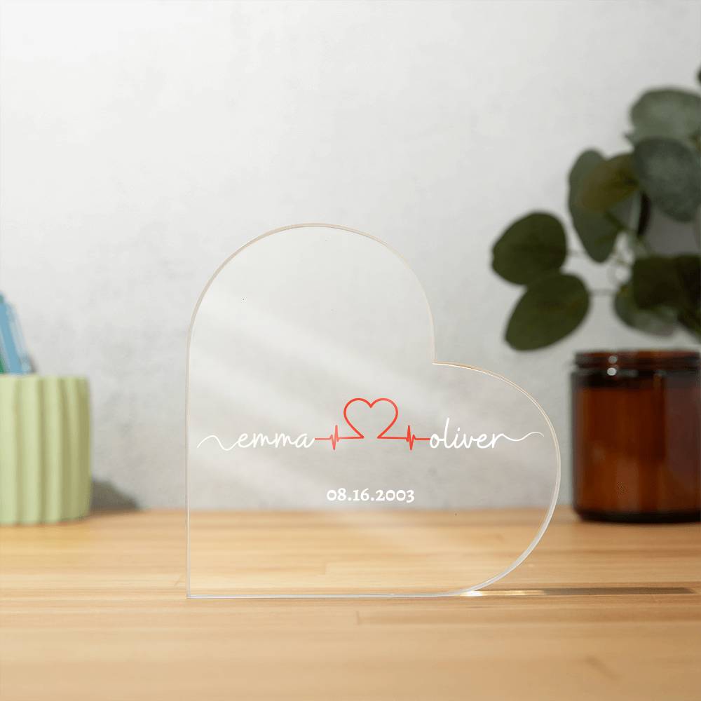 Personalized Names with Anniversary Date | Heart Acrylic | White