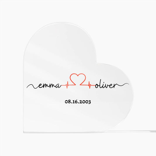 Personalized Names with Anniversary Date | Heart Acrylic | Black