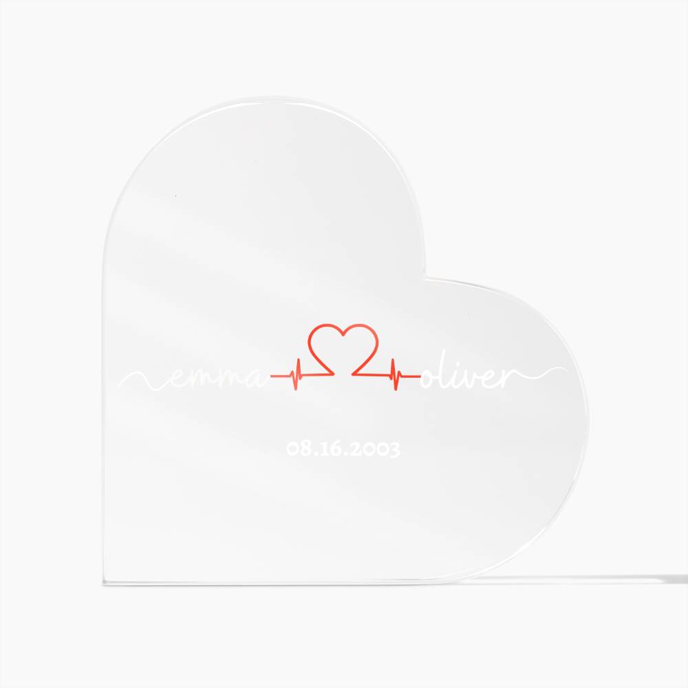 Personalized Names with Anniversary Date | Heart Acrylic | White