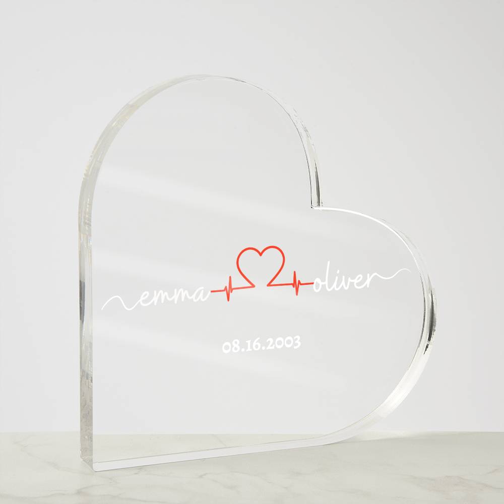 Personalized Names with Anniversary Date | Heart Acrylic | White